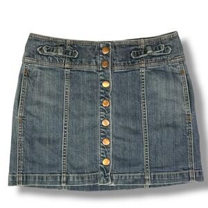 Vintage 2004 GAP Y2K Denim Mini Skirt Button Front Buckle Womens size 4 XS-Small
